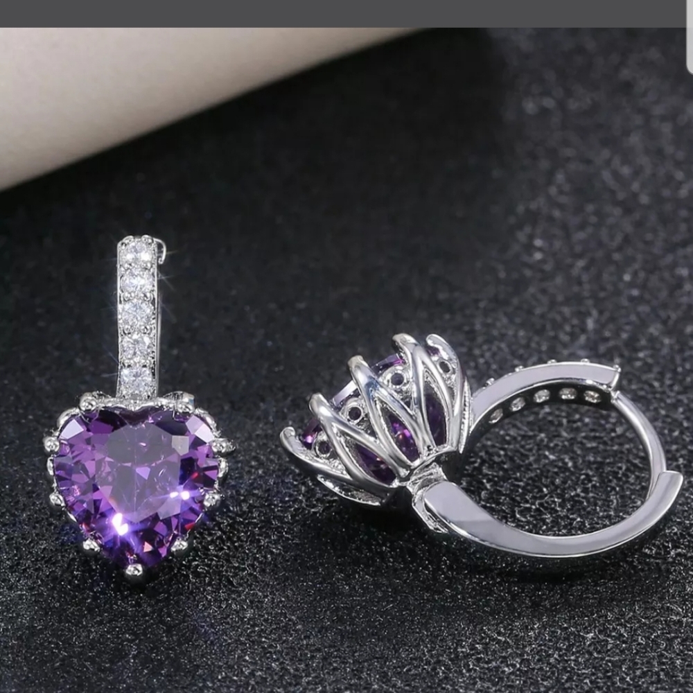 8 Colors CZ crystal trendy earrings Silver new - Picture 1 of 8